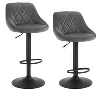 WOLTU Tabouret de Bar Lot de 2, Chaise de Bar Haute Cuisine, Réglable en Hauteur, Siège pivotant à 360° Confortable, avec Dossier et Repose-Pieds, pour Cuisine, Salle à Manger, en Velours, Gris Foncé