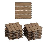 WOLTU 22 × Carrelage de Sol E×térieur WPC, 30×30cm/Pièce, Brun | en Composite Bois-Plastique, pour Jardin, Terrasse, avec Système d'Encliquetage pour Fixation(22 pièces /2m²)