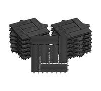WOLTU 22 pièces Carrelage de sol Dalle WPC 30x30cm pour jardin terrasse extèrieur fixation plug-in, Anthracite 2 m²