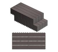 WOLTU WPC Dalle de sol Revêtement Carrelage 30x60cm pour jardin terrasse système plug-in pour fixation, Café 12 pièce / 2 m²