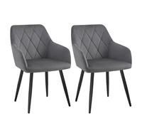 WOLTU 2x Chaise Salle à Manger, Chaise de Cuisine en Velours, Assis Rembourré et Pieds en Métal, Gris Foncé BH352dgr-2