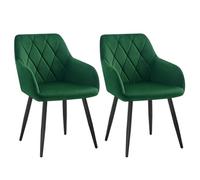 WOLTU Chaise Salle à Manger Lot de 2,Velours,Vert Foncé
