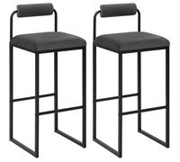 WOLTU Lot de 2 Tabourets de Bar, Chaises de Bar Hautes avec Dossier et Repose-Pieds, Design Moderne, en Velours et Métal Hauteur du Siège 75cm,Gris Foncé BH343dgr-2
