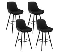 WOLTU 4×Tabourets de Bar Hauts avec Dossier, Chaise Moderne avec Repose-Pieds Carré, Tabouret Ergonomique en Velours pour Le Bistrot, Hauteur d'Assise 71 cm, Pieds en Métal, Nero, BH394sz-4