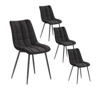 WOLTU 4 X Chaise de Salle à Manger Chaise de Cuisine Assise rembourrée en Similicuir épais Pieds en métal, Noir Brillant, BH207an-4