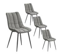 WOLTU 4 X Chaise de Salle à Manger Chaise de Cuisine Assise rembourrée en Similicuir épais Pieds en métal,Gris BH207gr-4