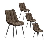 WOLTU 4 X Chaise de Salle à Manger Chaise de Cuisine Assise rembourrée en Similicuir épais Pieds en métal,Brun BH207br-4
