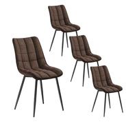 WOLTU 4 X Chaise de Salle à Manger Chaise de Cuisine Assise rembourrée en Tissu Scientifique épais Pieds en métal,Brun Foncé BH247dbr-4