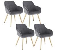 WOLTU 4 X Chaises de Cuisine Confortable,Chaises de Salle à Manger Fait de Velours et métal,Gris Foncé BH232dgr-4