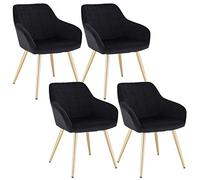 WOLTU 4 X Chaises de Cuisine Confortable,Chaises de Salle à Manger Fait de Velours et métal,Noir BH232sz-4