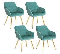 WOLTU 4 X Chaises de Cuisine Confortable,Chaises de Salle à Manger Fait de Velours et métal,Vert Turc BH232ts-4