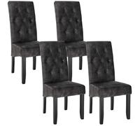 WOLTU 4 X Chaises de Salle à Manger, Chaise Salon, Chaises de Cuisine, Assise en Velours et Pied en Bois Massif,Gris Foncé
