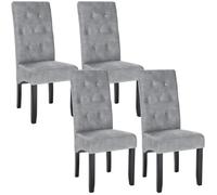 WOLTU 4 X Chaises de Salle à Manger, Chaise Salon, Chaises de Cuisine, Assise en Velours et Pied en Bois Massif,Gris Clair