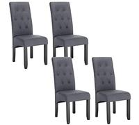 WOLTU 4 X Chaises de Salle à Manger Chaises de Cuisine Gris Foncé,Chaise Salon à Manger Assise en Lin et Pied en Bois Massif,BH106dgr-4