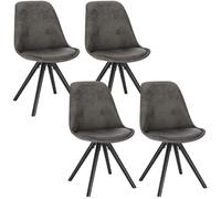 WOLTU 4 x Chaisess de salle à manger, Chaises de cuisine, Siège en tissu scientifique, Pieds en bois massif, Anthracite