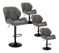 WOLTU 4 x Tabourets de Bar réglable en Hauteur, Chaises de bar, siège rembouré en Similicuir Pied en métal, Gris