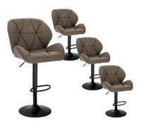 WOLTU 4 x Tabourets de Bar réglable en Hauteur, Chaises de bar, siège rembouré en Similicuir Pied en métal, Brun Foncé