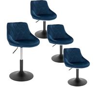 WOLTU 4 X Tabourets de bar siège bien rembourré en velours , Hauteur réglable pieds en métal, Bleu