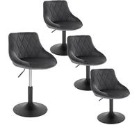 WOLTU 4 X Tabourets de bar siège bien rembourré en velours , Hauteur réglable pieds en métal, Gris Foncé