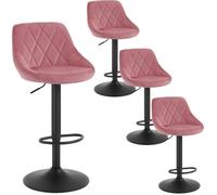 WOLTU 4 x Tabourets de bar, siège bien rembourré en velours , Hauteur réglable pieds en métal, Rose