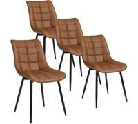 WOLTU 4X Chaise de Salle à Manger, Chaise de Cuisine, Assise rembourrée en Similicuir épais, Pieds en métal, Brun clair