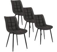 WOLTU 4X Chaise de Salle à Manger, Chaise de Cuisine, Assise rembourrée en Similicuir épais, Pieds en métal, Anthracite