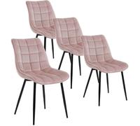 WOLTU 4X Chaise de Salle à Manger, Chaise de Cuisine, Assise rembourrée en Velours épais, Pieds en métal, Rose