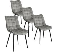 WOLTU 4X Chaise de Salle à Manger, Chaise de Cuisine, Assise rembourrée en Velours épais, Pieds en métal, Gris Clair