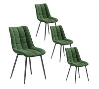 WOLTU 4X Chaise de Salle à Manger Chaise de Cuisine Assise rembourrée en Velours épais Pieds en métal, Vert Foncé.