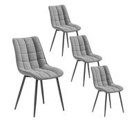 WOLTU 4X Chaise de Salle à Manger Chaise de Cuisine Assise rembourrée en Velours épais Pieds en métal, Gris Clair.