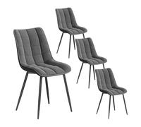 WOLTU 4X Chaise de Salle à Manger Chaise de Cuisine Assise rembourrée en Velours épais Pieds en métal, Gris Foncé.