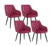 WOLTU 4x Chaise Salle à Manger, Chaise de Cuisine en Velours, Assis Rembourré et Pieds en Métal, Bordeaux BH352bd-4