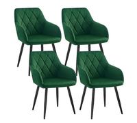 WOLTU 4x Chaise Salle à Manger, Chaise de Cuisine en Velours, Assis Rembourré et Pieds en Métal, Vert Foncé BH352dgn-4
