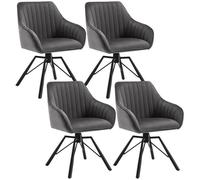 WOLTU 4x Chaise Salle à Manger Pivotante Chaise Cuisine Scandinave en Velours Ergonomique Pieds en Métal Gris Foncé W0ATT0183-4