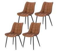 WOLTU 4x Chaises de salle à manger, Chaises de Cusine, Assise rembourrée en Similicuir, pieds en métal, Brun Clair W0ATT0011-2