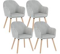 WOLTU 4x Chaises de salle à manger en velours, Chaise pour cuisine,salon,café, Pieds en bois massif, Gris Clair W0ATT0148-4