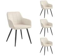 WOLTU 4x Chaises de salle à manger siège bien rembourré en velours, Chaise de cuisine, pieds en métal, Crème Blanc