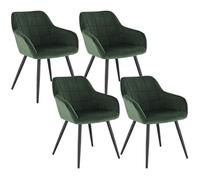 WOLTU 4x Chaises de salle à manger siège bien rembourré en velours Chaise de cuisine pieds en métal Vert Foncé