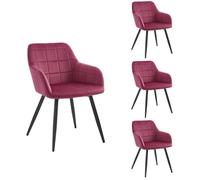 WOLTU 4x Chaises de salle à manger siège bien rembourré en velours, Chaise de cuisine, pieds en métal, Bordeaux
