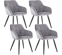WOLTU 4x Chaises de salle à manger siège bien rembourré en velours, Chaise de cuisine, pieds en métal, Gris