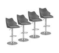WOLTU 4X Tabouret Bar Pivotan, avec Dossier et Accoudoirs Intégrés, Gris