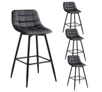 WOLTU 4X Tabouret de Bar, Chaise de Bar, Assise rembourrée en Velours avec Pieds et Repose-Pieds en métal,Gris Foncé