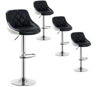 WOLTU 4x Tabourets de bar, design 2 couleurs, siege en cuir artificiel, Tabourets de cuisine, hauteur réglable, Noir+Blanc