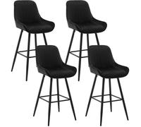 WOLTU 4x Tabourets de Bar Hauts avec Dossier, Chaise Moderne avec Repose-Pieds, Siège en Velours, Noir W0ATT0133-4