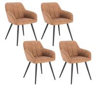 WOLTU 4xChaise de Salle à Manger, en Tissu Scientifique + métal, Chaise de Salon, 49x43x81cm, Brun