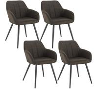 WOLTU 4xChaise de Salle à Manger, en Tissu Scientifique + métal, Chaise de Salon, 49x43x81cm, Brun Foncé