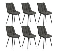 WOLTU 6 X Chaise de Salle à Manger Chaise Design Moderne Assise en Lin Bien rembourrée Cadre en métal,Gris Foncé BH206dgr-6