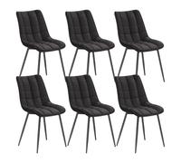 WOLTU 6 X Chaise de Salle à Manger Chaise Design Moderne Assise en Similicuir Bien rembourrée Cadre en métal, Noir Brillant, BH207an-6