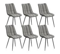 WOLTU 6 X Chaise de Salle à Manger Chaise Design Moderne Assise en Similicuir Bien rembourrée Cadre en métal,Gris BH207gr-6