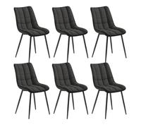 WOLTU 6 X Chaise de Salle à Manger Chaise Design Moderne Assise en Tissu Scientifique Bien rembourrée Cadre en métal, Noir Mat, BH247an-6